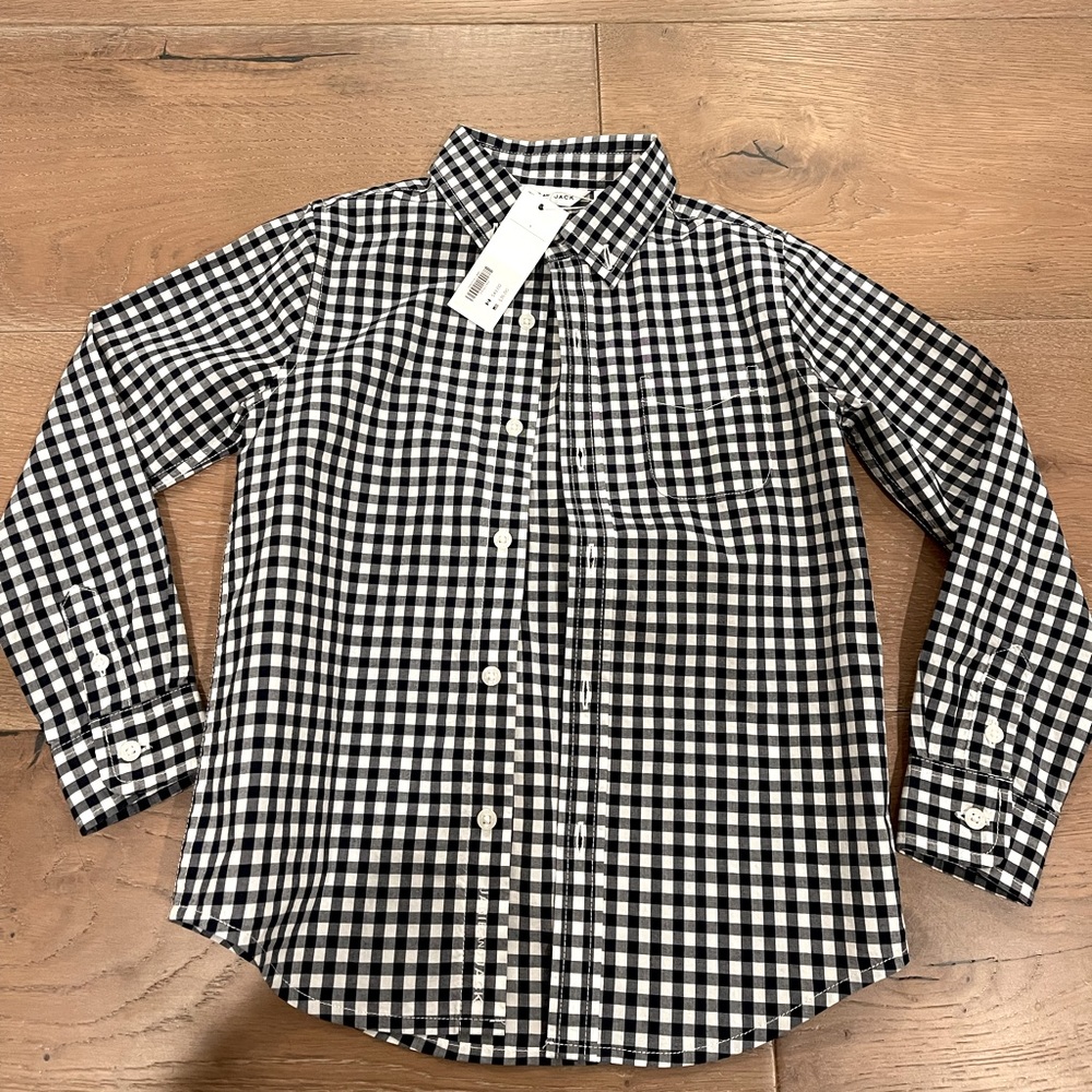 NWT Janie and Jack Navy Blue Gingham shirt. Size 5T